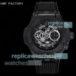 HBF Super Clone Hublot Big Bang Unico All Black Schloss Schauenstein Men's Rubber Strap Watch 